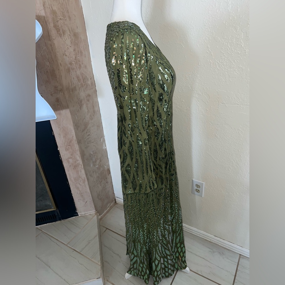 SHEIN Plus Sequin Women Elegant V Neck Split Sleeve Mermaid Formal Evening Dress - Picture 7 of 12